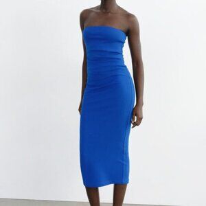 Zara Strapless Midi Dress NWT